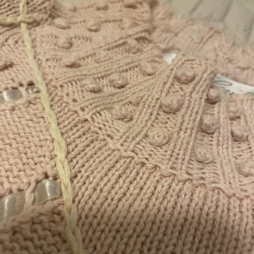 VTG Ribbon Knit Embroidered Sweater | Cottagecore Pink Floral | Laura Gayle M - Picture 6 of 10